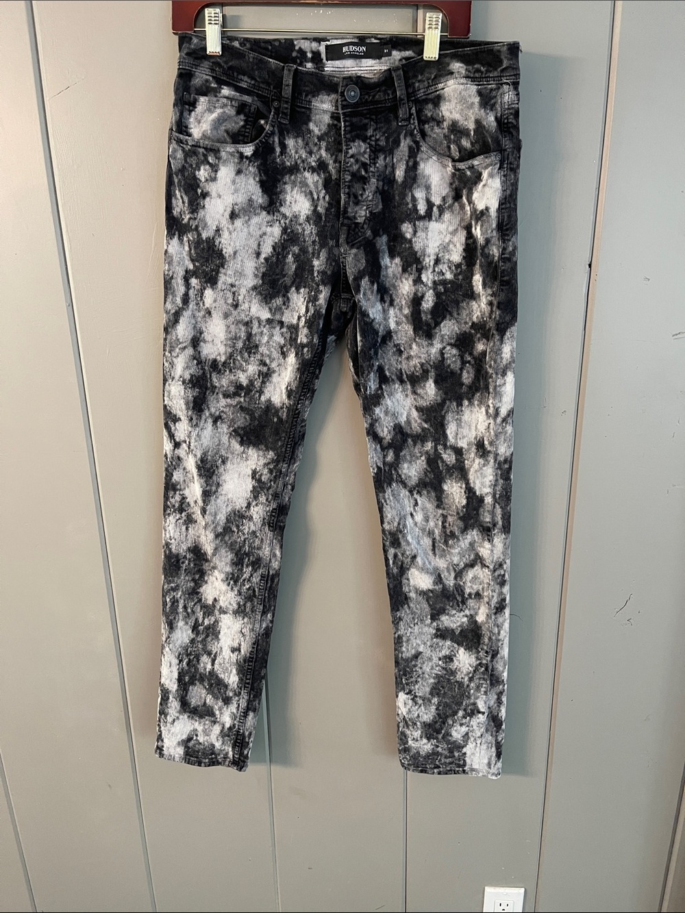 Hudson Jeans Tie Dye Corduroy Black Gray Men’s 31 Festival Skater Grunge Street